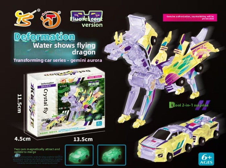 BlazeCrash™ 2 in 1 Silver Wing Flying Dragon & Car Toy