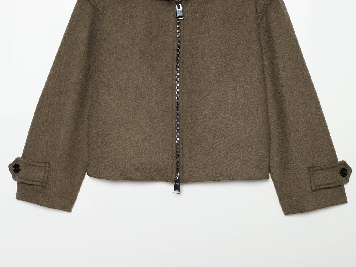 Women's Lapel straight casual wool blend Coat