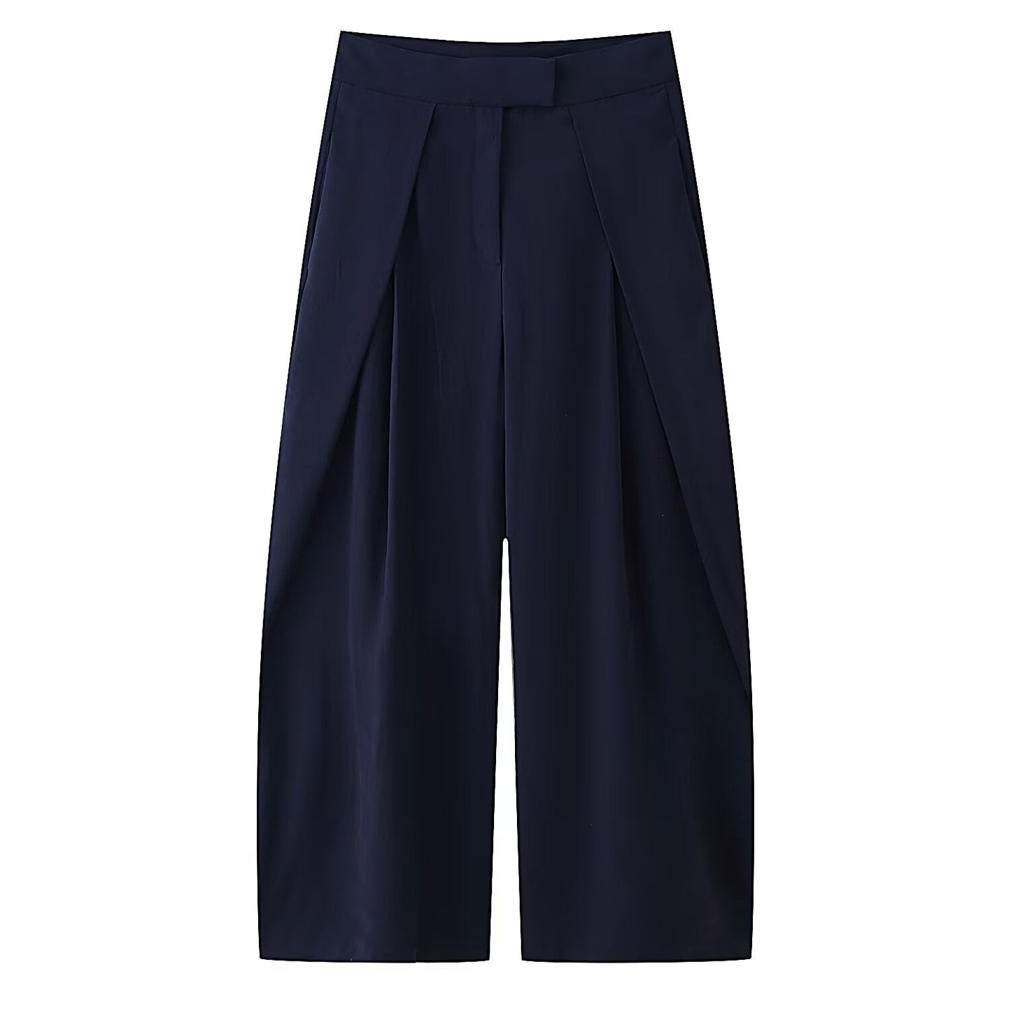 Women's new casual loose zipper pleated trousers