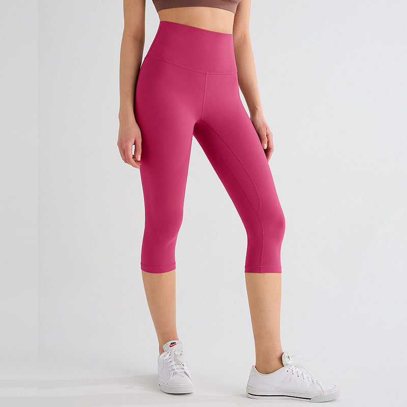2026 women's new nude sanding yoga pants tight cropped pants