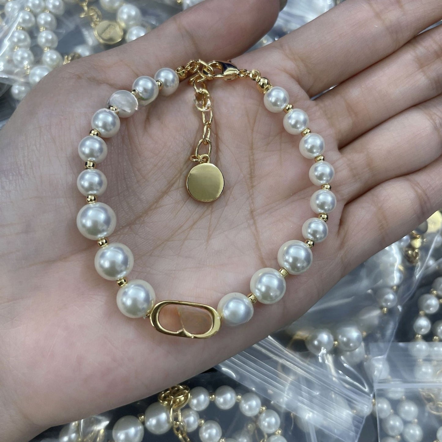 Women's new Joker adjustable metal chain exquisite size pearls with necklace smooth bracelet.