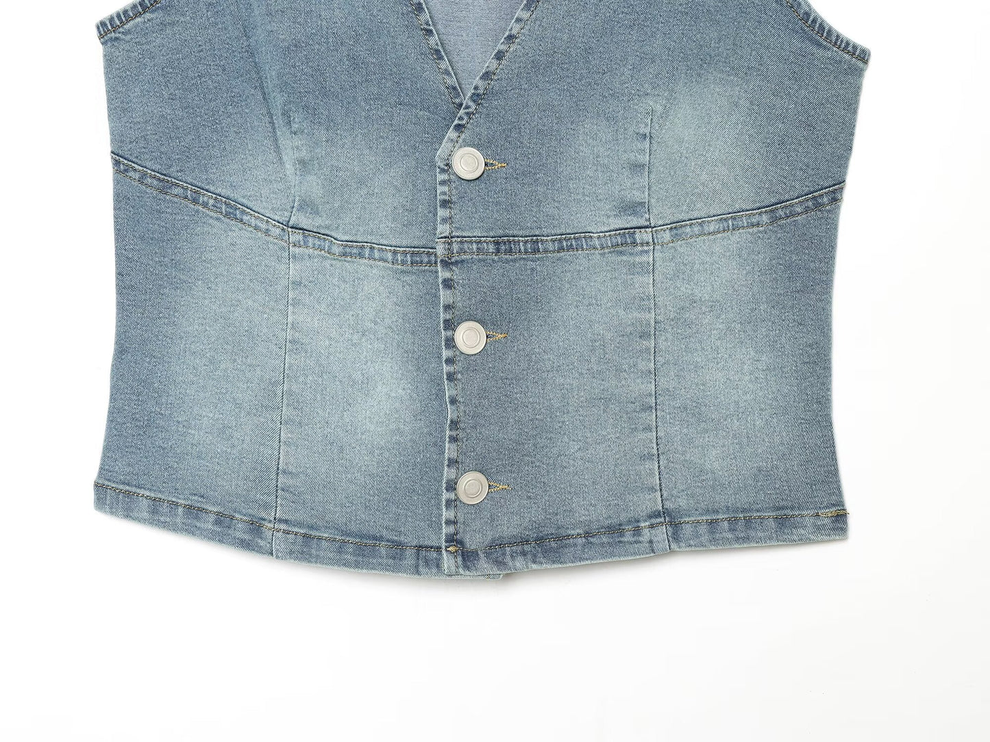 suit Women's 2 pieces slim denim vest style top+denim shorts