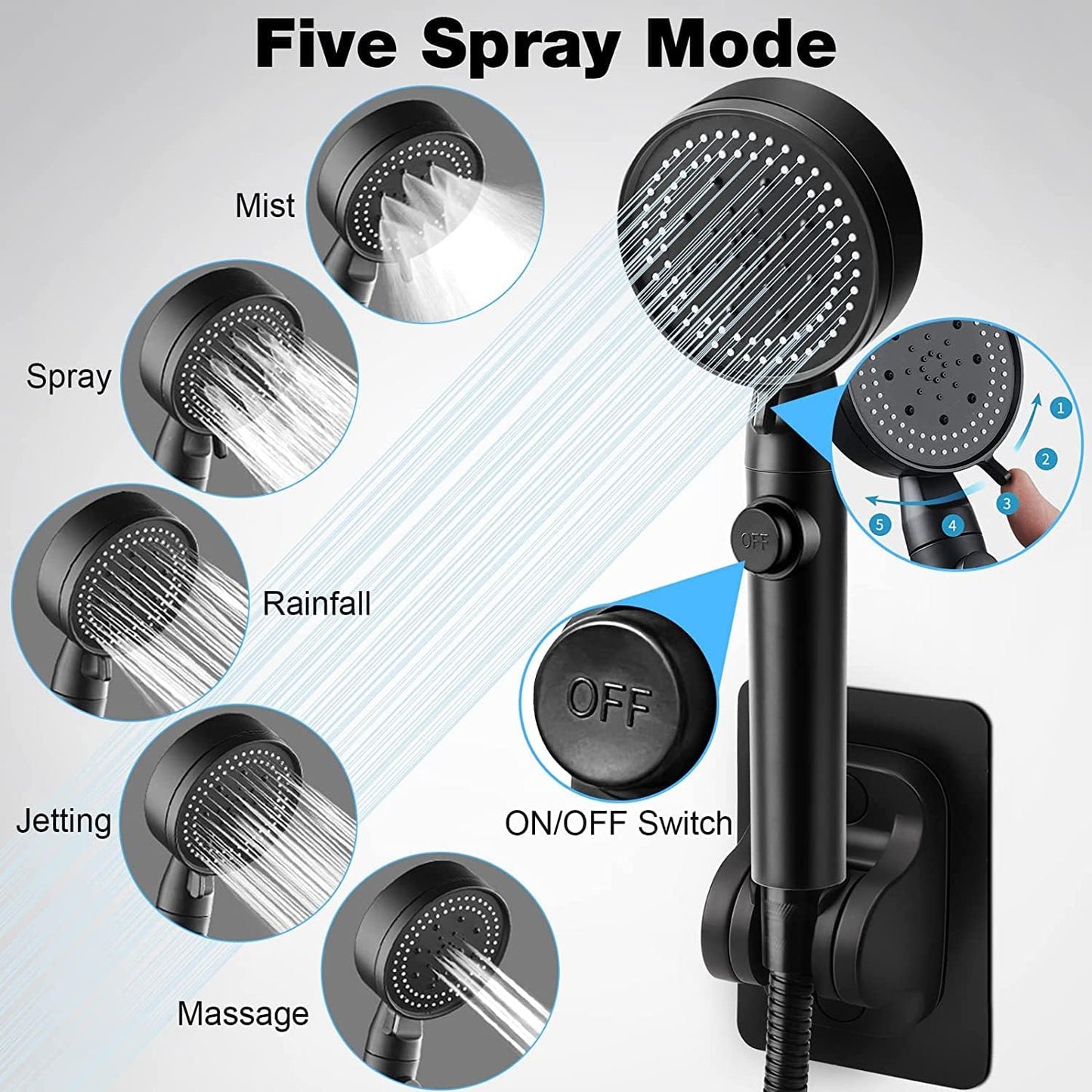 HydroJet™ High Pressure 5-Mode Filtered Shower Head