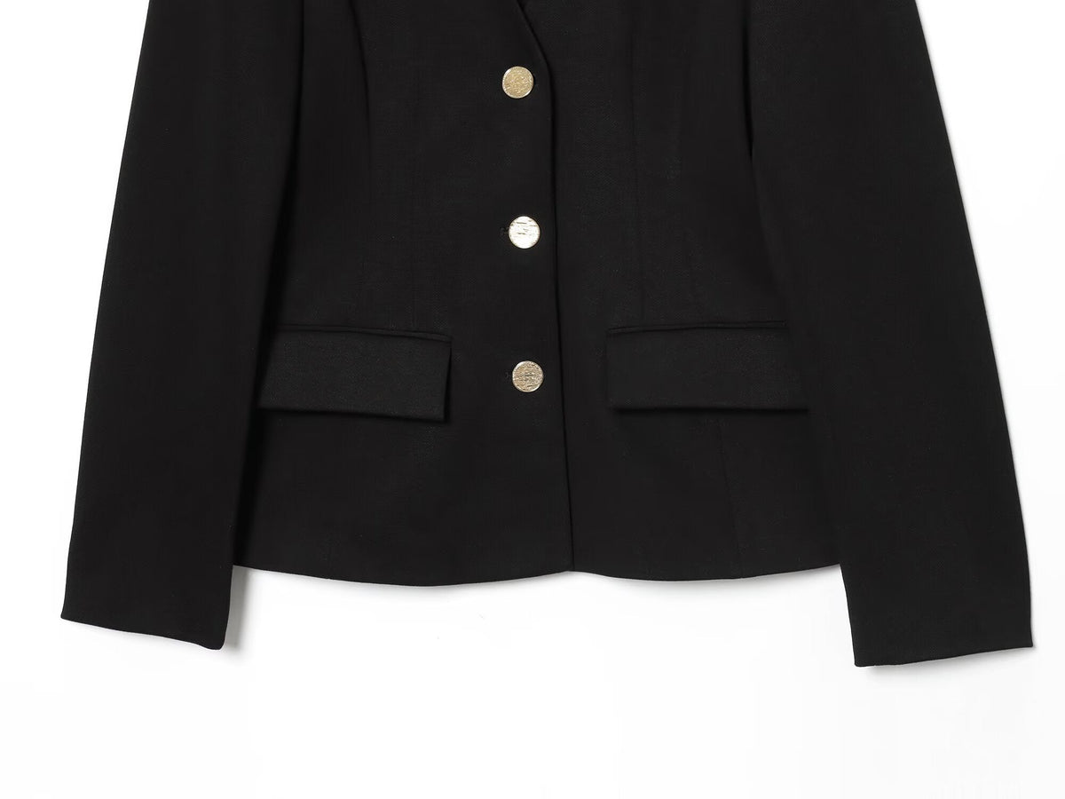 Women's with shoulder pads short V-neck Blazer Coat