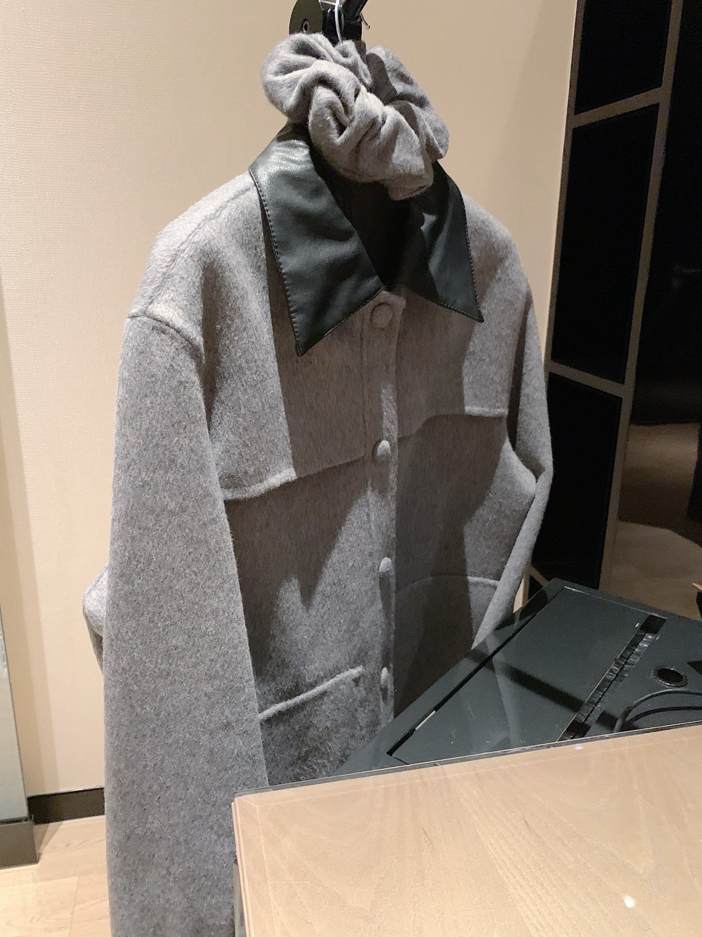 Women's new double-sided stitching leather collar coat