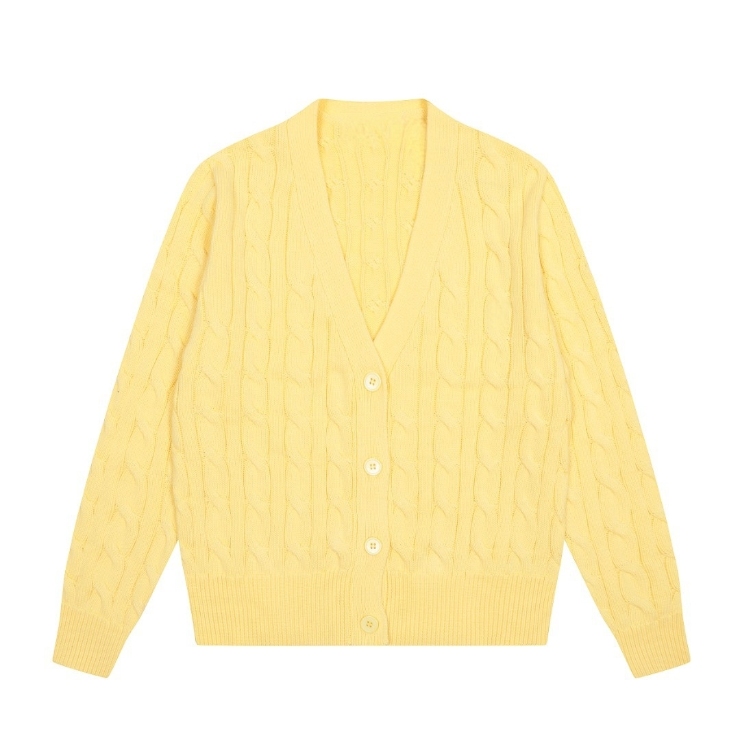 2026 New V-neck Pure Color Embroidered Twist Knitted Cardigan