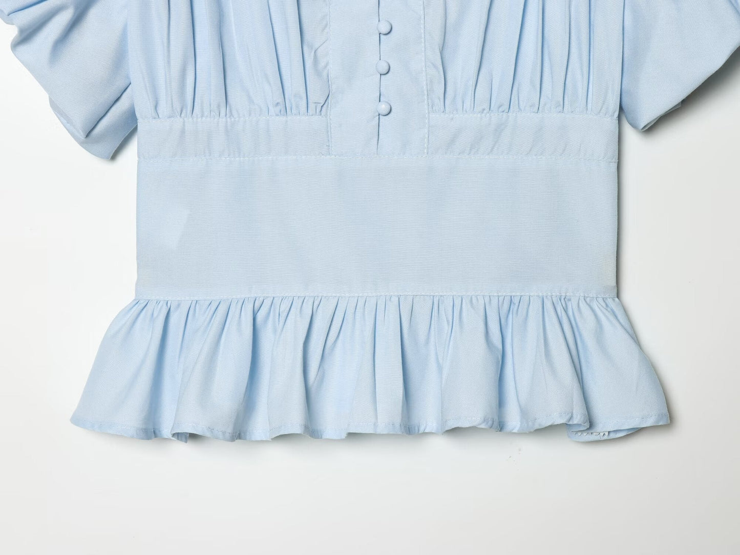 Women's bubble sleeve pleated decorative shirt