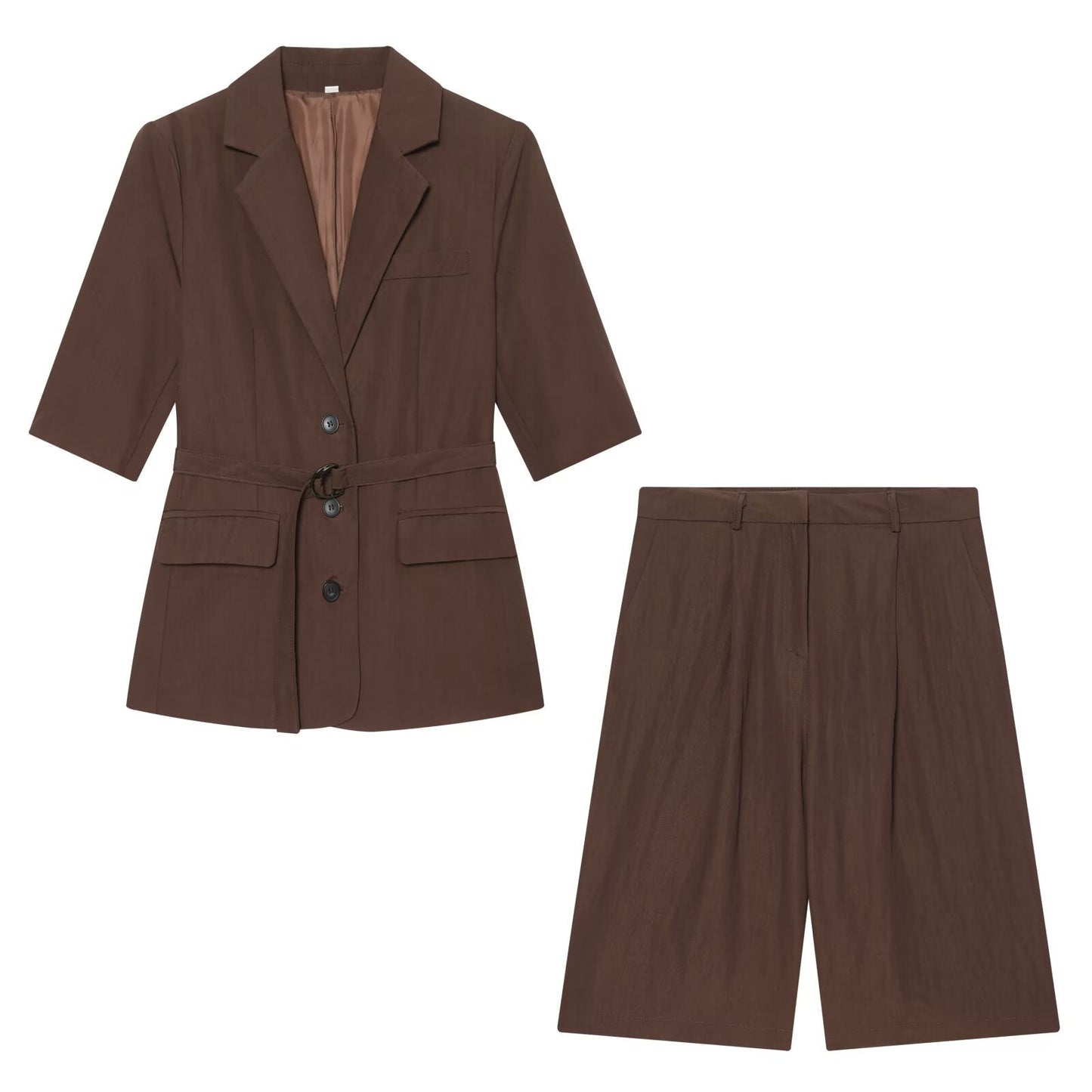 suit Women's 2 pieces five quarter sleeve lace up Blazer Coat+shorts