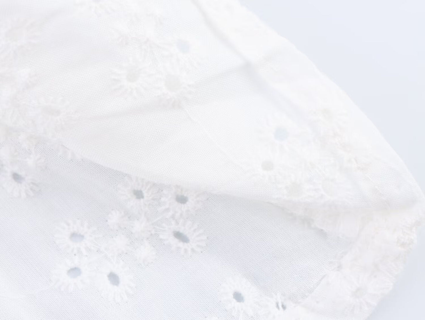 Women's hollowed out embroidered V-neck shirt