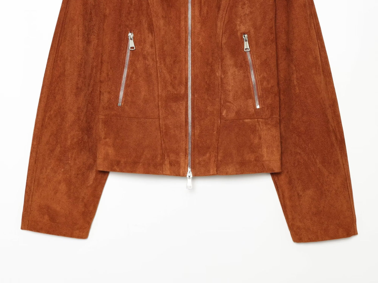 Women's faux leather stand collar jacket Coat