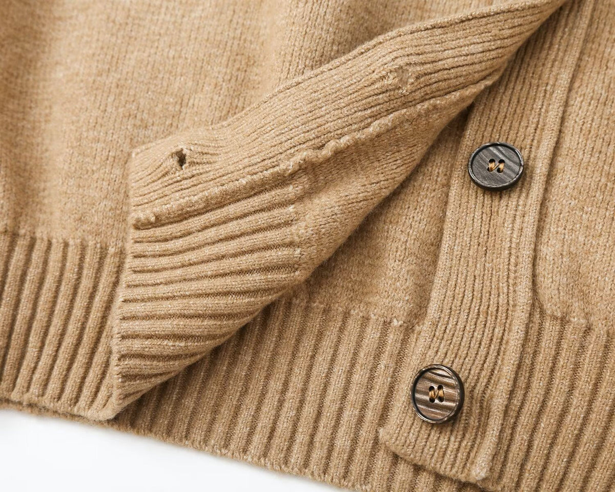 Women's casual stand collar knitted Coat