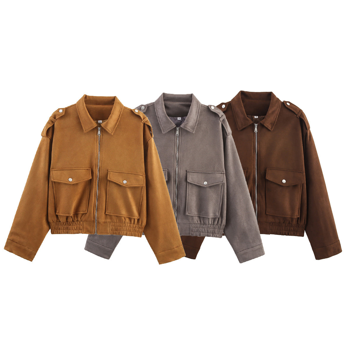 Women 2025 New Long-sleeved Suede textured jacket