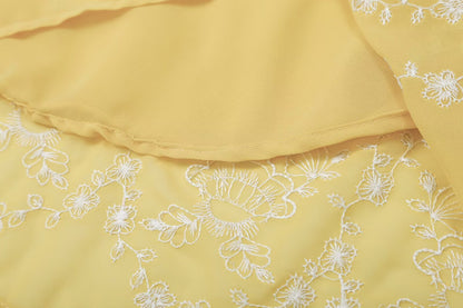 Women's embroidered suspender MIDI dress