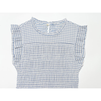 Women's short honeycomb plaid top
