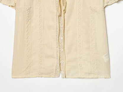Women's embroidered chiffon lace up shirt