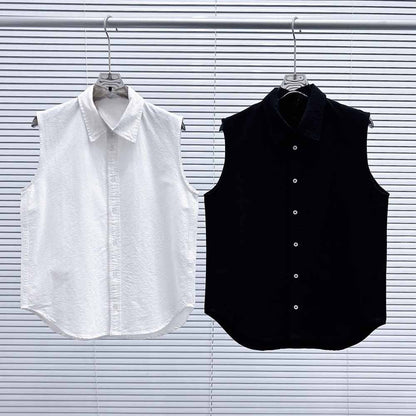 Women's new stylish sleeveless shirt lapel embroidered vest