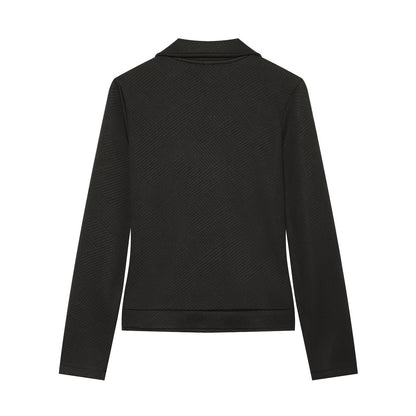 Women's diagonal zipper button decoration casual jacket