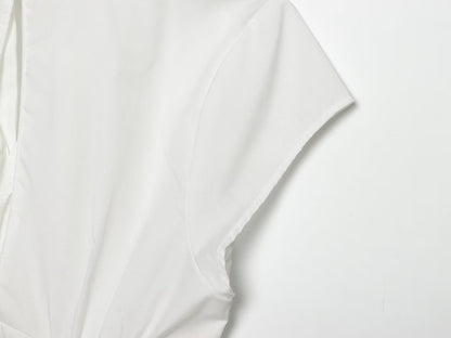 Women's bow decorated Split poplin top