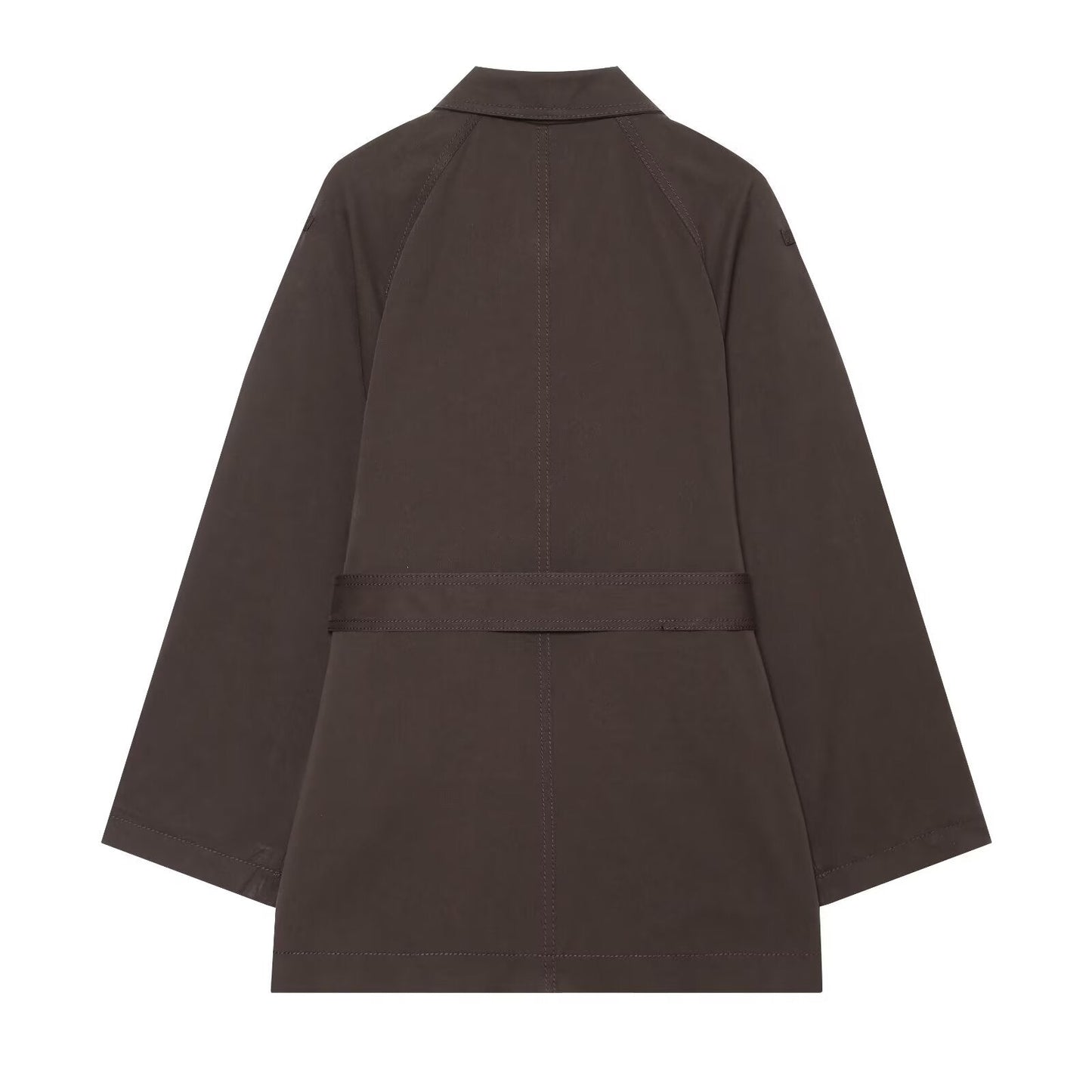 Women's with Belt casual stand collar twill coat