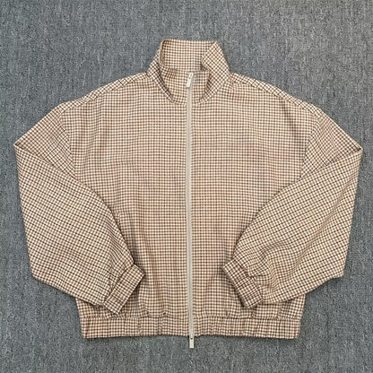 Women's new retro plaid striped casual jacket jacket jacket wide-leg sports casual pants