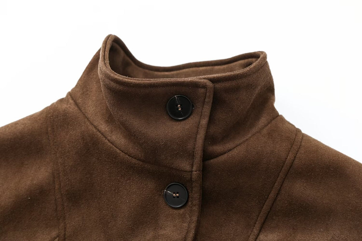 Women's with belt suede textured jacket Coat