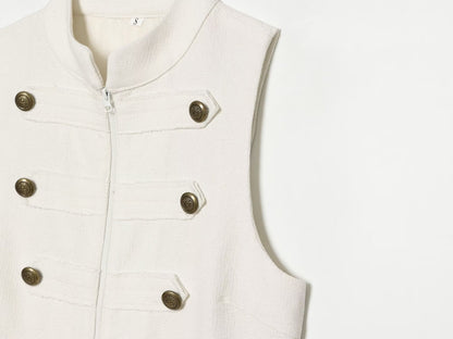 Women's buckle decoration hanging neck vest