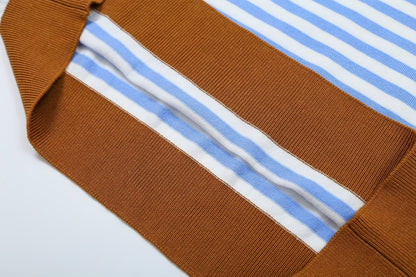 Women's round neck striped knitted top