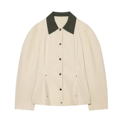 Women's contrasting collar Short skirt style hem jacket Coat