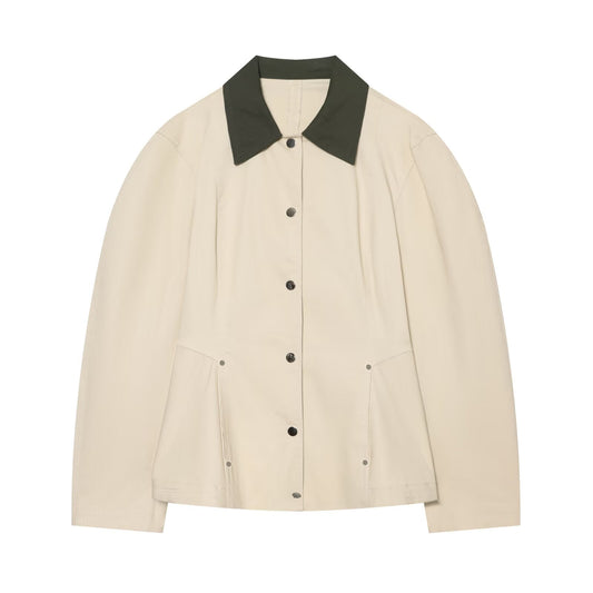 Women's contrasting collar Short skirt style hem jacket Coat