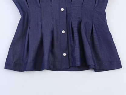 Women's casual pleated linen blend shirt