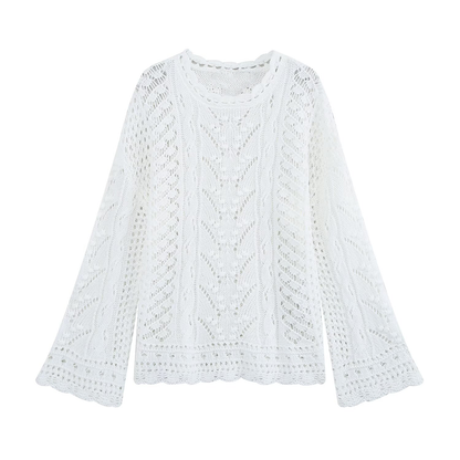Women's hollow texture knitted sweater