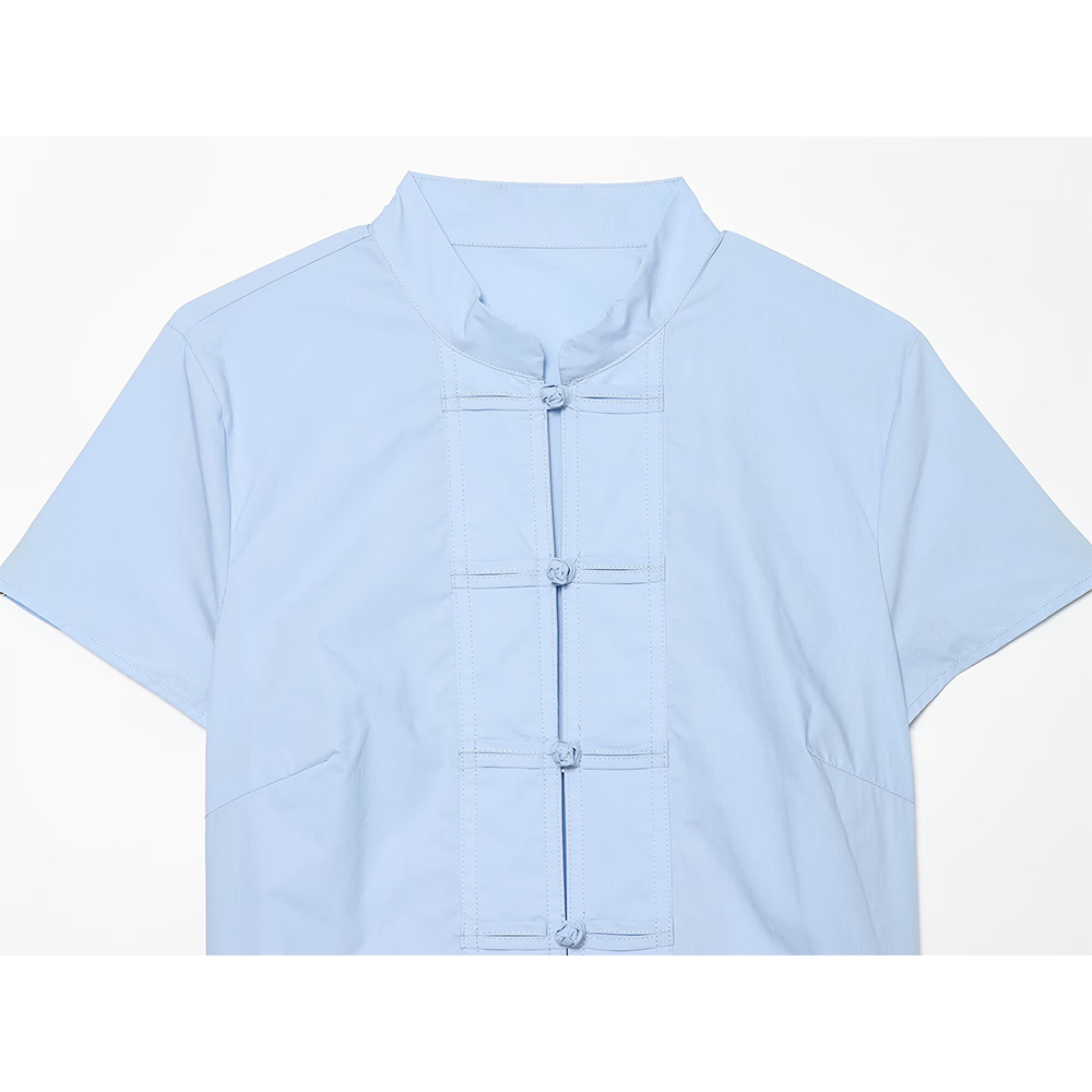Women's rope knot decorative poplin shirt