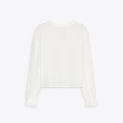 Women's V-neck pleated embroidered shirt