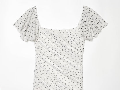 Women's slim pleated polka dot dress
