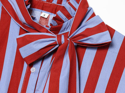 Women's bow tie decoration sleeveless striped shirt