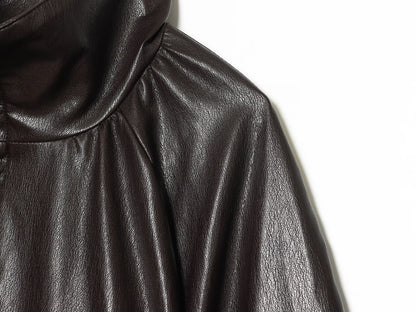 Women's leather effect pleated jacket