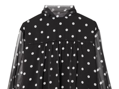 Women's ribbon collar polka dot shirt