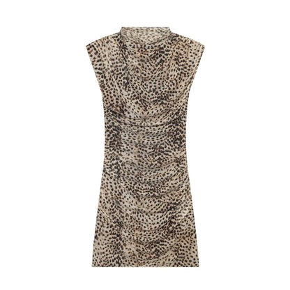 Women's animal print pleated tulle dress