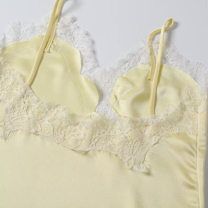 Women's asymmetrical lace V-neck suspender top