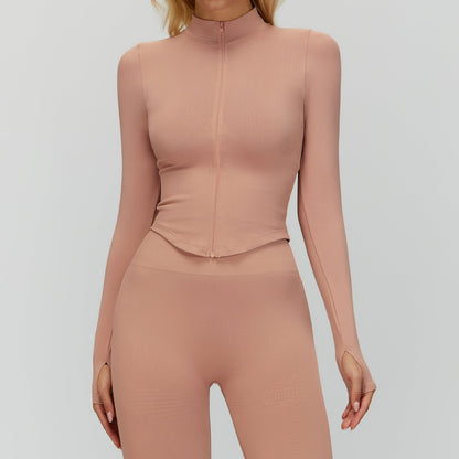 Women's new stand-up collar zipper coat tight-fitting quick-drying yoga clothes