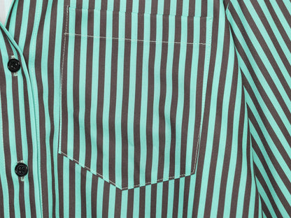 Women's pleated decorative loose striped shirt
