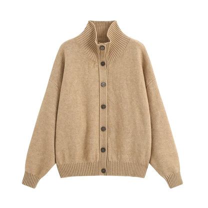 Women's casual stand collar knitted Coat