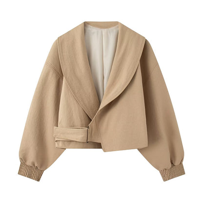 Women's long sleeved lapel short Coat