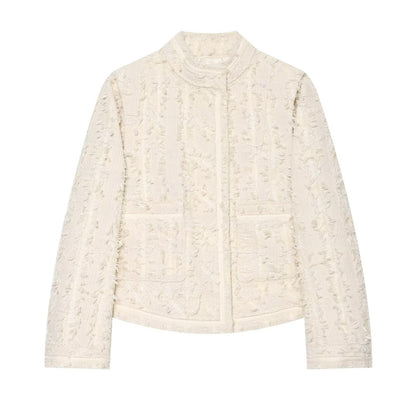 Women's casual high neck jacquard Coat