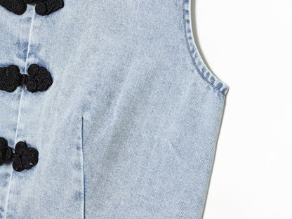 Women's rope knot denim vest style top