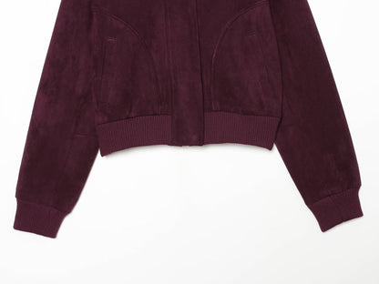 Women's Anti suede effect short stand collar Coat