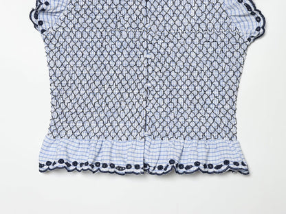 suit Women's 2 pieces embroidered checkered MIDI skirt + tops