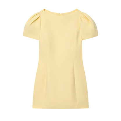 Women's pleated decorative short sleeved mini dress