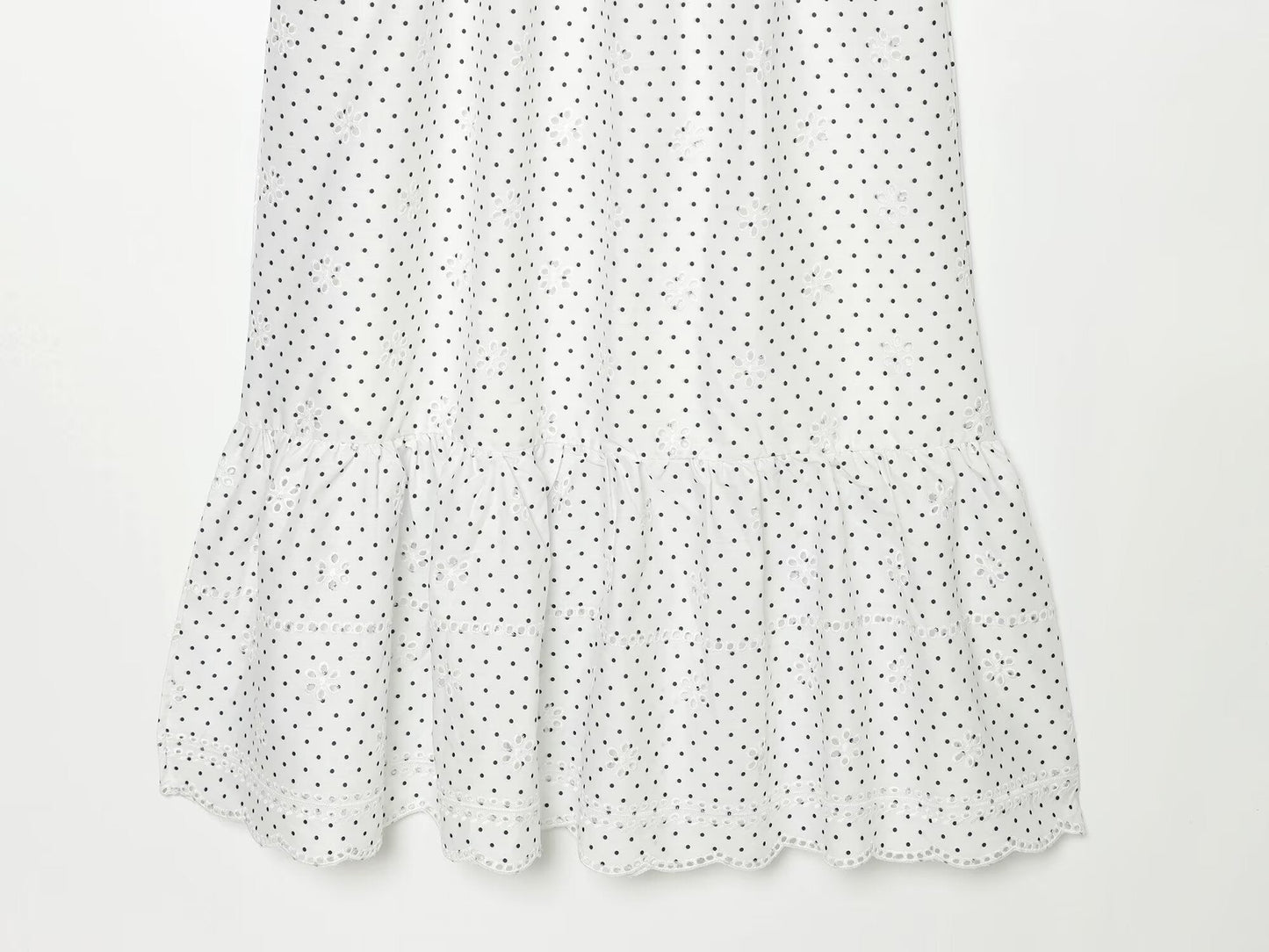 Women's hollowed out embroidered polka dot MIDI dress
