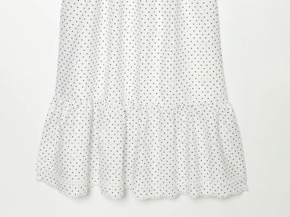 Women's hollowed out embroidered polka dot MIDI dress
